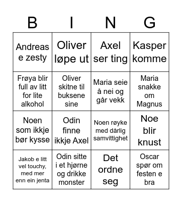 Andreas fest Bingo Card