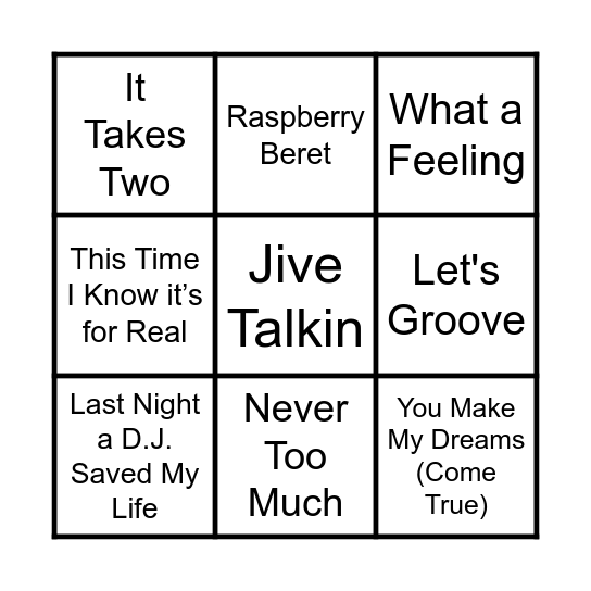 Dancing Through the 80's ..................  Rapid Fire Cover All Bingo Card