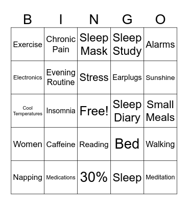Insomnia Bingo Card