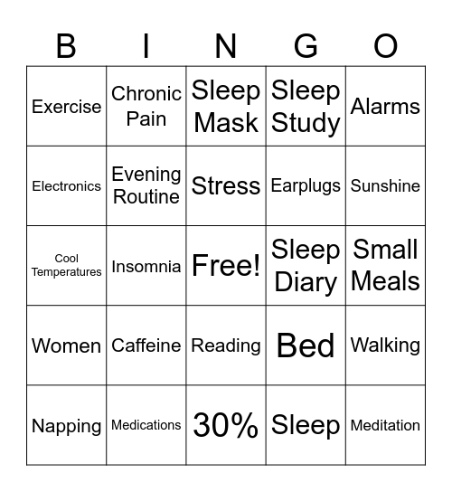 Insomnia Bingo Card
