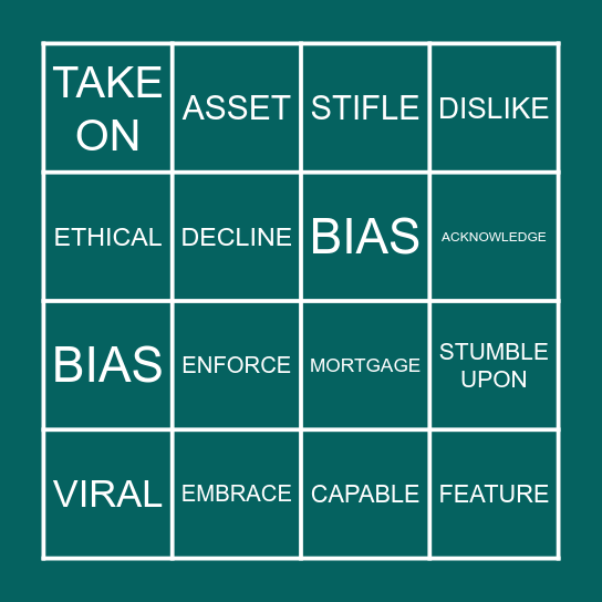 Vocabulary Bingo Card