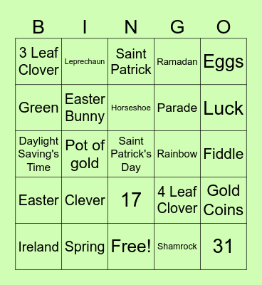 March Bingo Card
