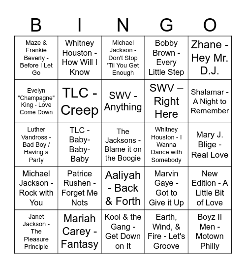 DJ BINGO Card