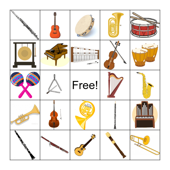 Instrument Bingo Card