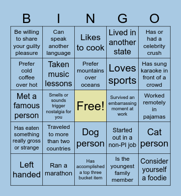 Team Bingo Card