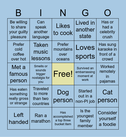 Team Bingo Card