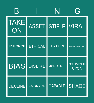 VOCABULARY Bingo Card