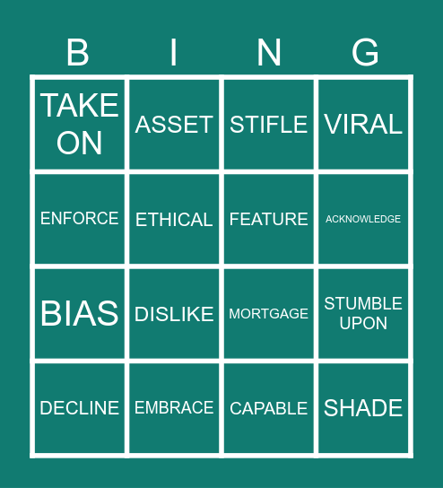 VOCABULARY Bingo Card