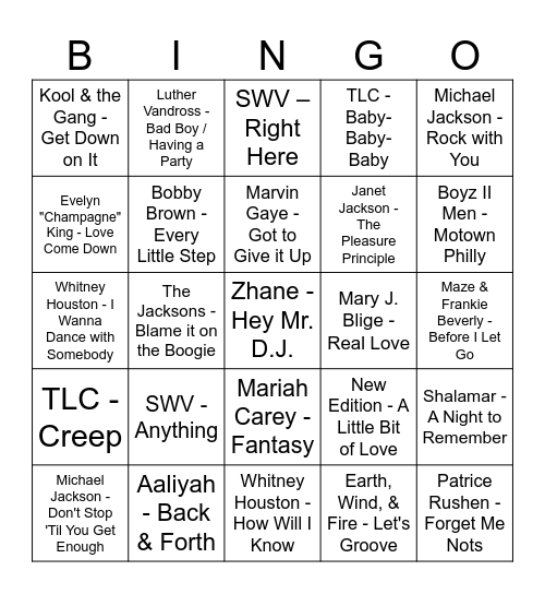 DJ BINGO Card