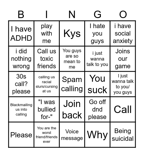 Evan is angry v1 Bingo Card