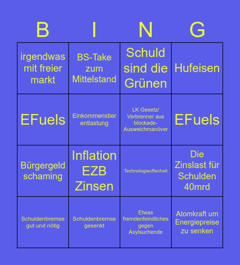 Lindner Bingo Card
