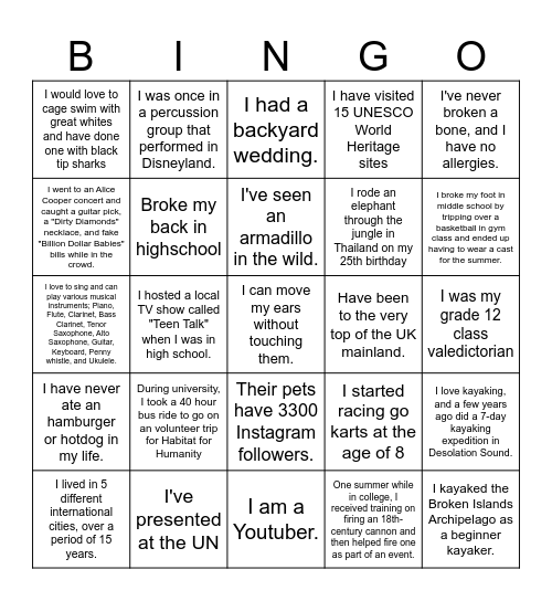 L&D Ice Breaker Bingo! Bingo Card