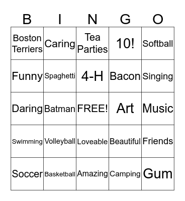 Addi's Birthday BINGO! Bingo Card