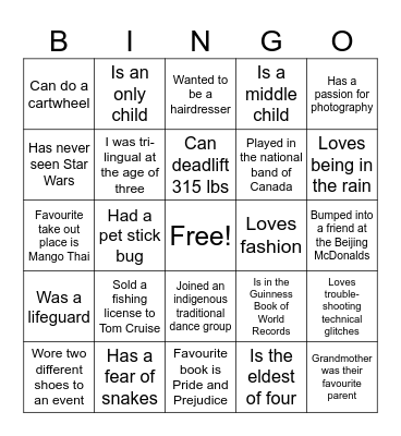 People and Culture Branch Bingo Card