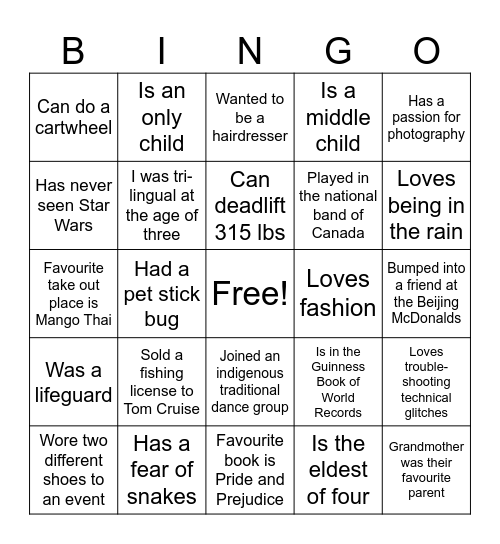 People and Culture Branch Bingo Card