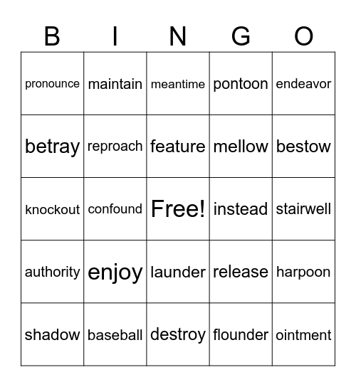 Dipthong vowel team/Compound words Bingo Card