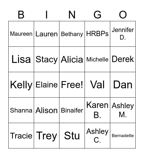 Who's That HR Person? Bingo Card