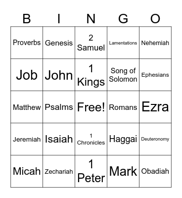 Bible Bingo Card