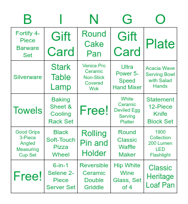 Lauren's Bridal Bingo Card