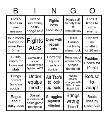 Armored Snore VI Bingo Card