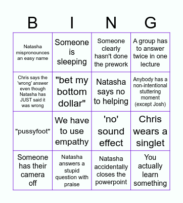 Stuttering 2024 Bingo Card