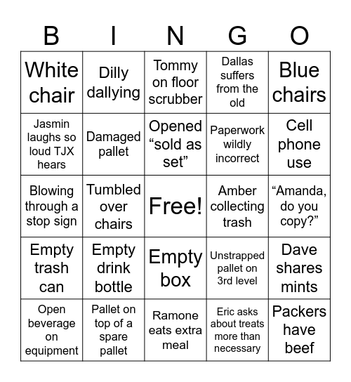 NFI Bingo Card