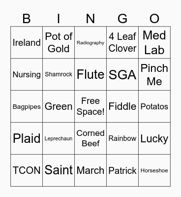 St. Patty's Day Event Bingo Card