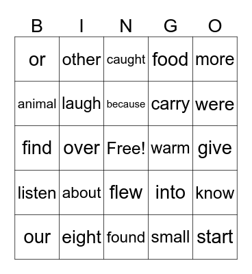 First Grade Block 4 Bingo Card