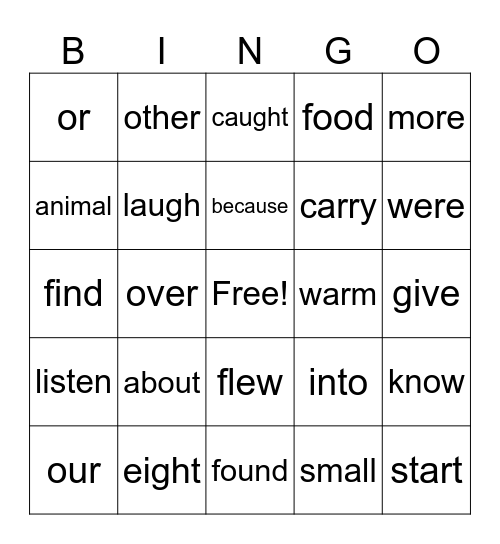 First Grade Block 4 Bingo Card