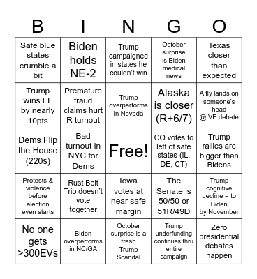 2024 Presidential Election Bingo Card