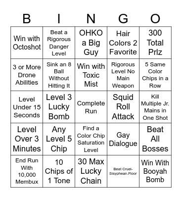 Side Order Bingo Card