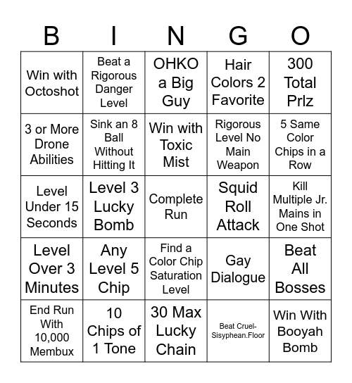 Side Order Bingo Card