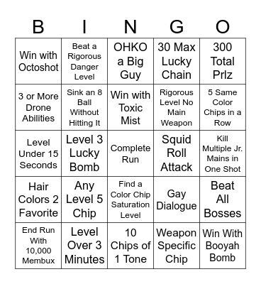 Side Order Bingo Card