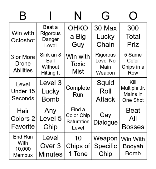 Side Order Bingo Card