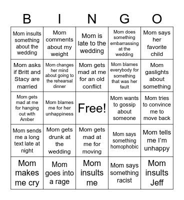 Chattanooga Trip Bingo Card