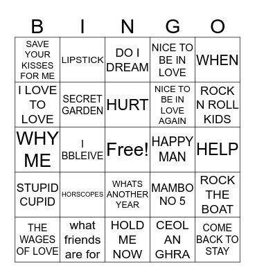 EUROVISION Bingo Card