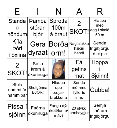 Ég heiti Einar og peningurinn er í djúpinu Bingo Card