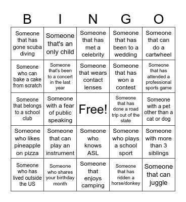 Someone... Bingo Card