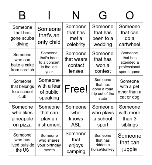 Someone... Bingo Card