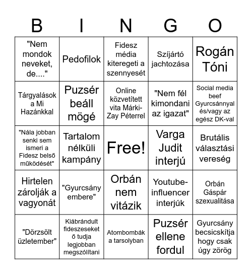 Magyar Péter 2026 Bingo Card