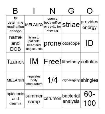 MODULE A Bingo Card