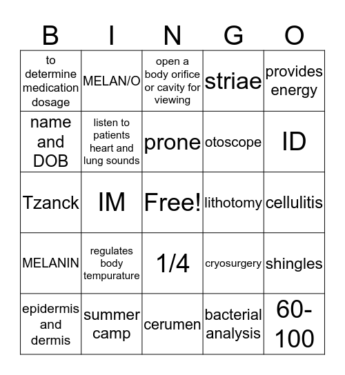 MODULE A Bingo Card