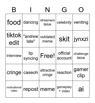 TIKTOK BINGO Card