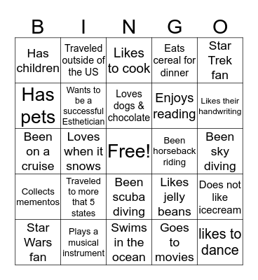 Esthetics Bingo Card