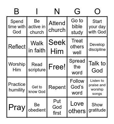 Relationships: God Bingo Card