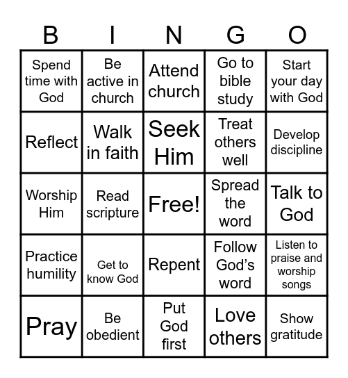 Relationships: God Bingo Card