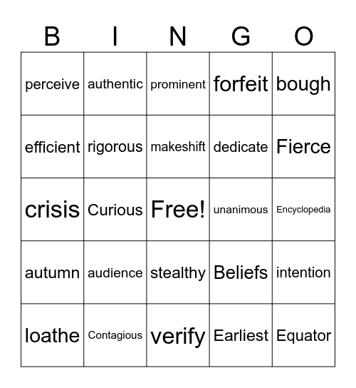 Untitled Bingo Card