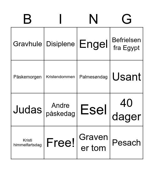Derfor feirer vi påske Bingo Card