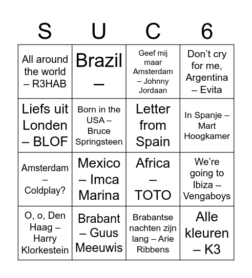 Silent Disco Bingo! Zet hem op! Bingo Card