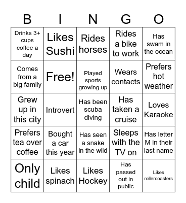 Get to Know Bingo Card